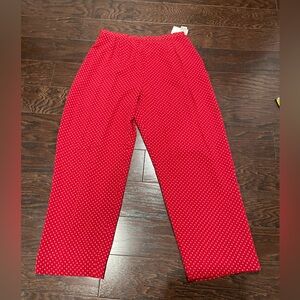 Talbots Dress Pants Women Size 14P Red Patterned Silk Business Casual Pocket NEW